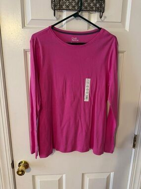 Croft & Barrow Women's Long-Sleeve Crewneck Top - Hot Pink